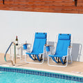 Blue Folding Beach Chair with Steel Frame