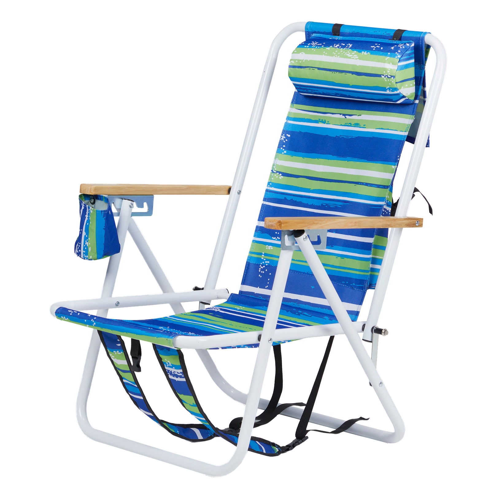 Blue & Green Striped Folding Beach Chair