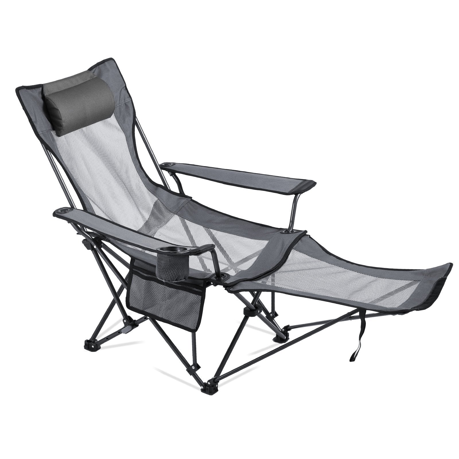 Reclining Camping Chair with Footrest & Headrest