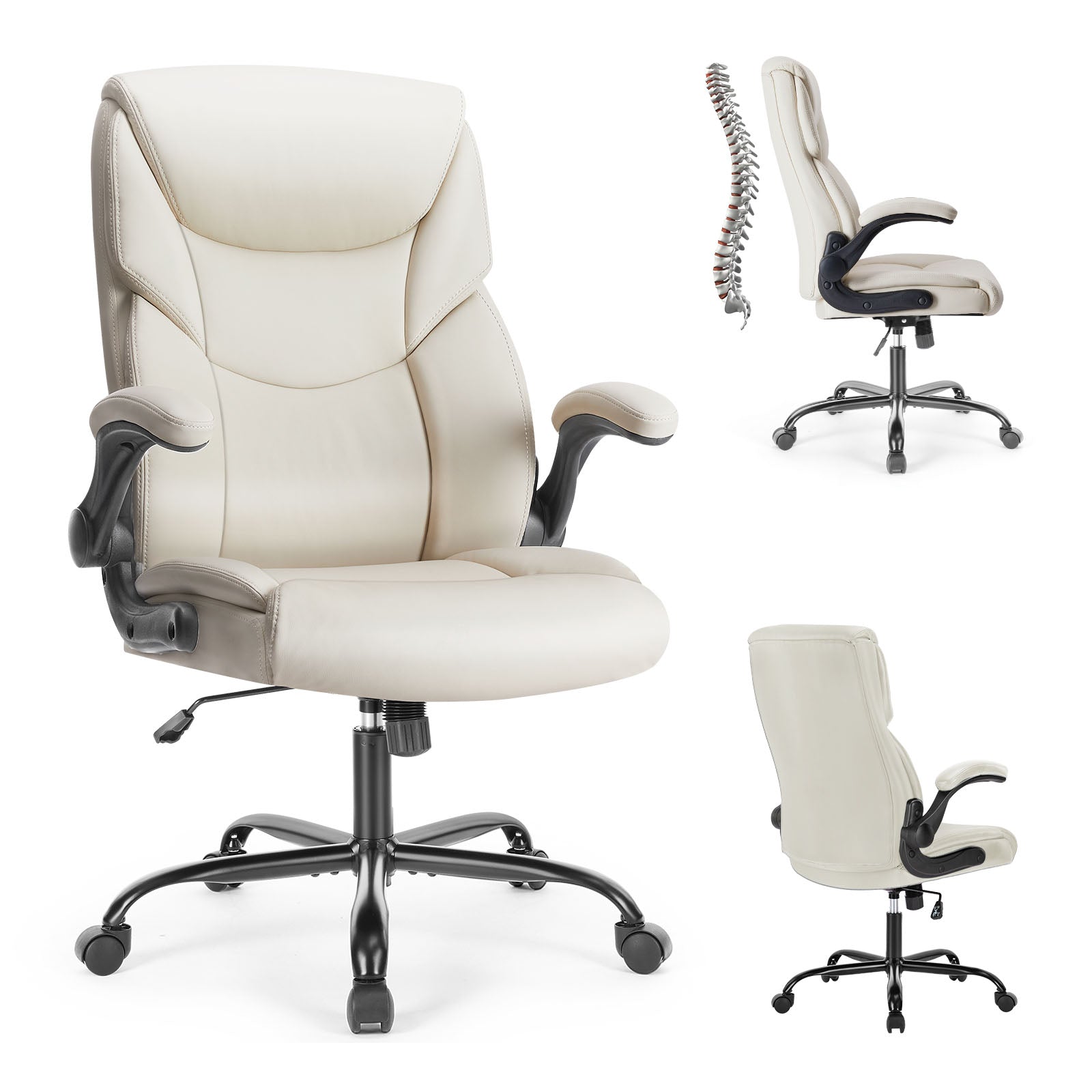 Executive PU Leather Office Chair with Lumbar Support