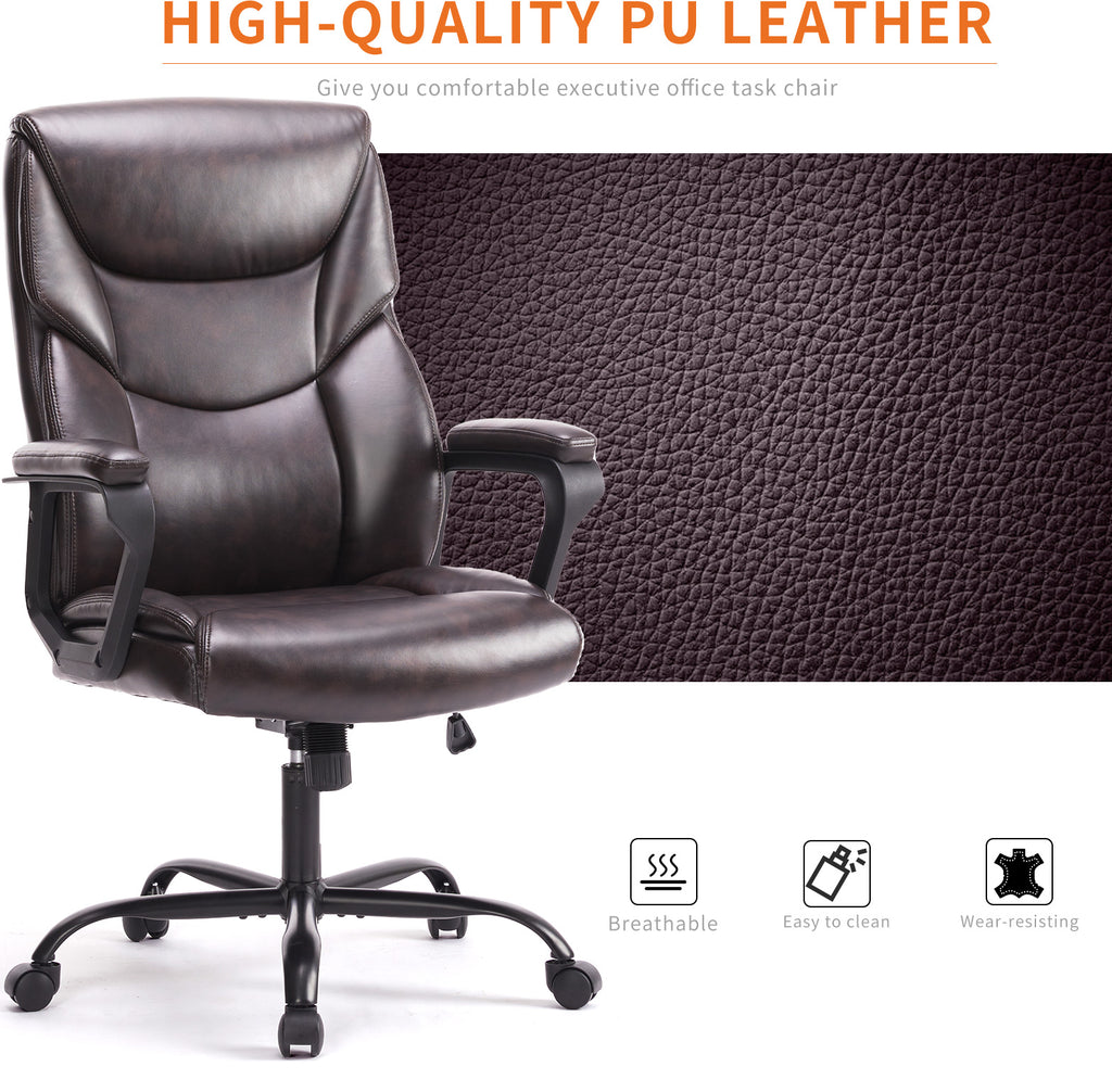 Executive PU Leather Office Chair with Lumbar Support