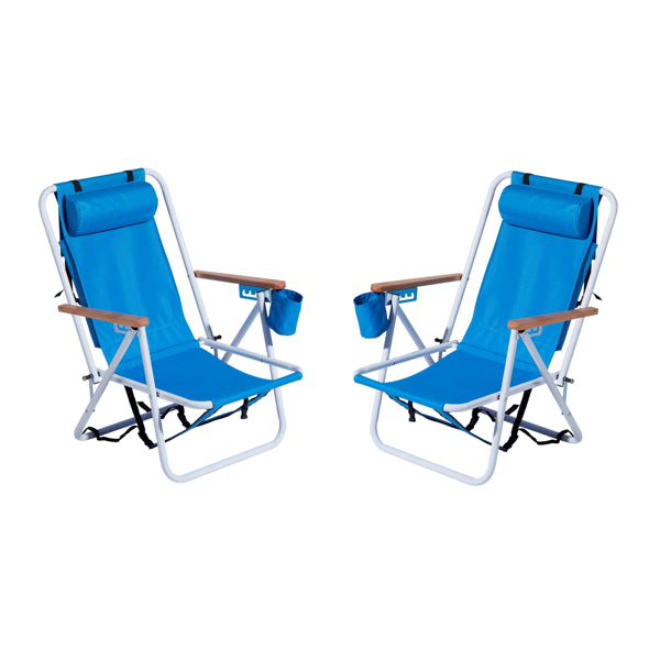 Blue Folding Beach Chair with Steel Frame