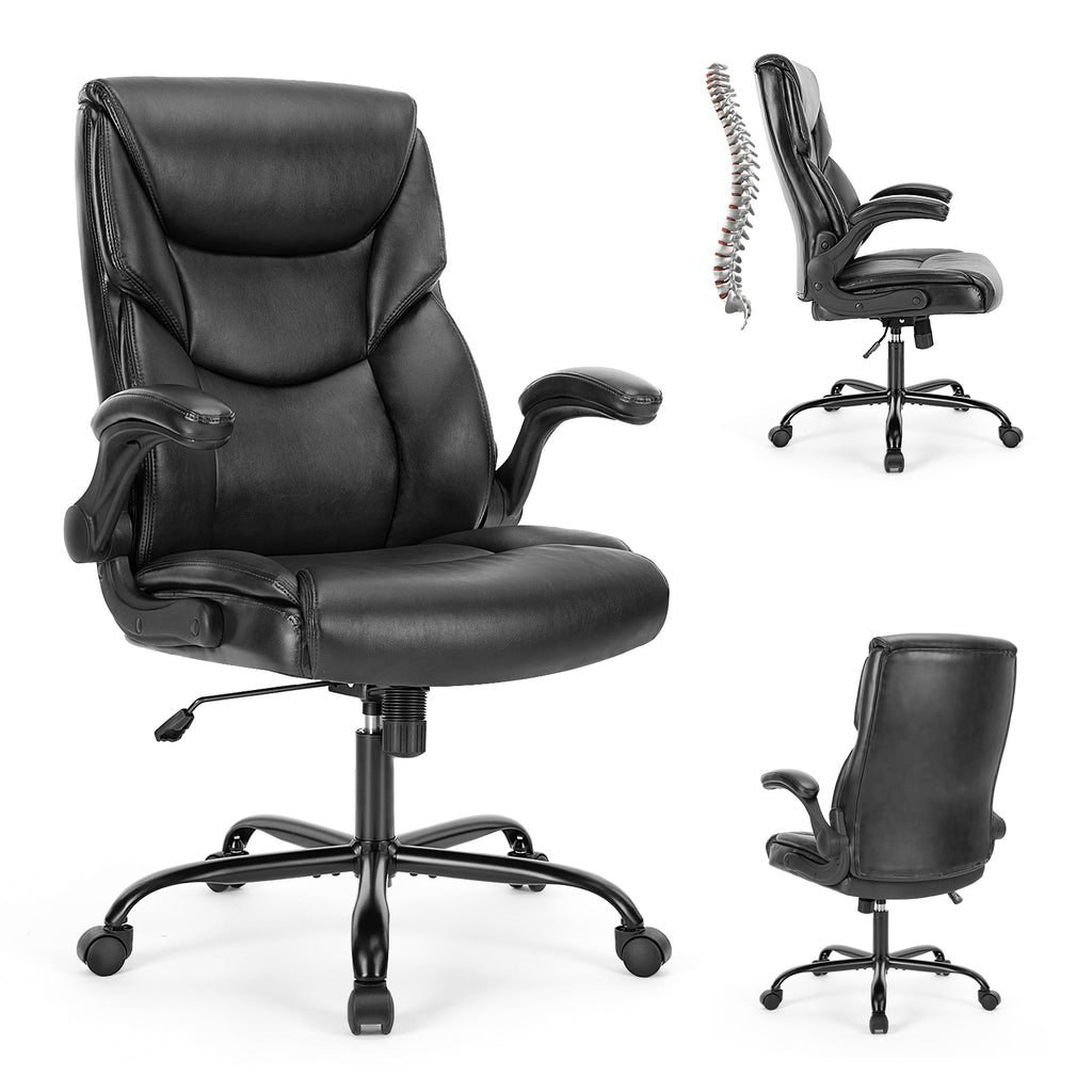 Executive PU Leather Office Chair with Lumbar Support