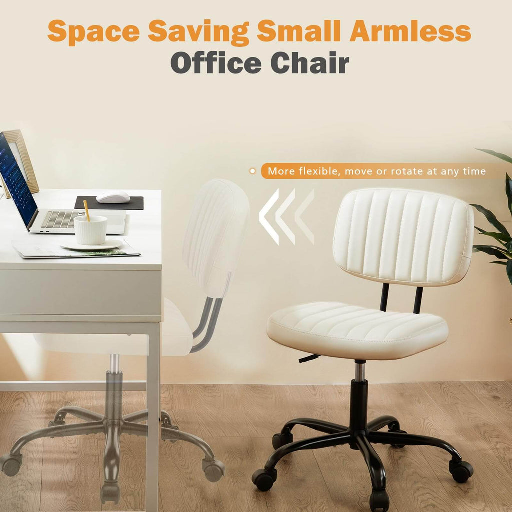 Modern Armless Computer Desk Chair with Rolling Wheels