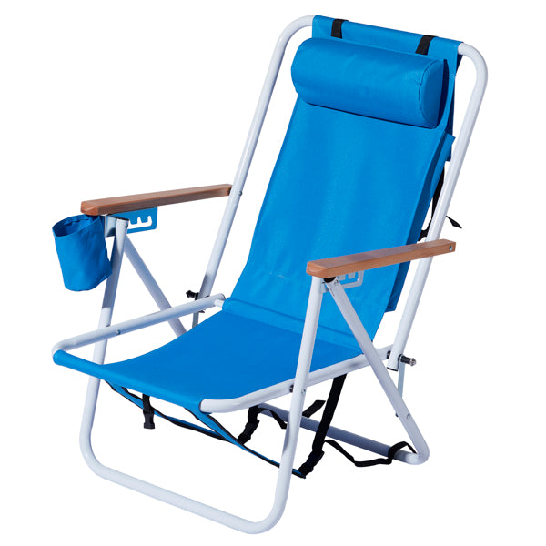 Blue Folding Beach Chair with Steel Frame