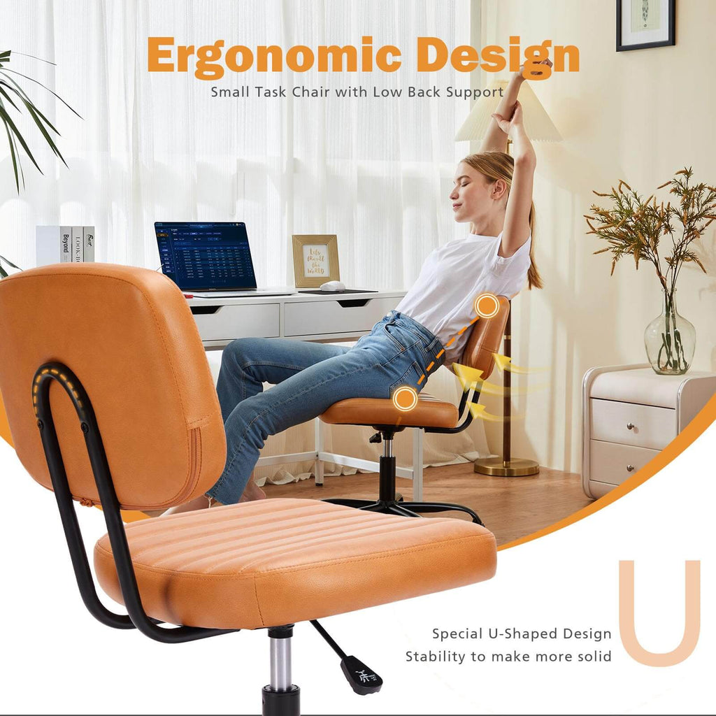 Modern Armless Computer Desk Chair with Rolling Wheels