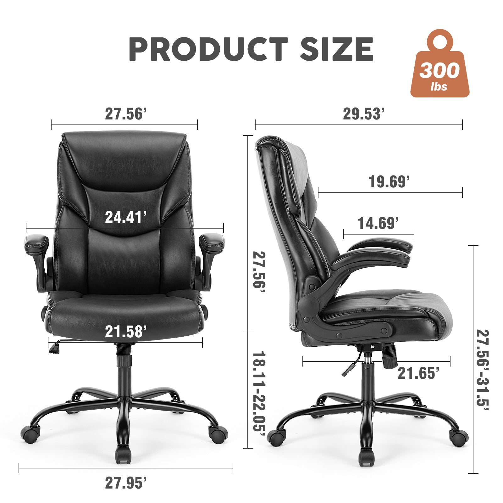 Executive PU Leather Office Chair with Lumbar Support