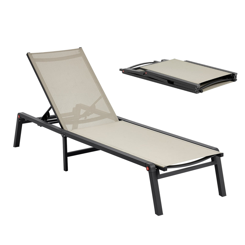 Foldable Outdoor Chaise Lounge Chair with 5 Adjustable Positions