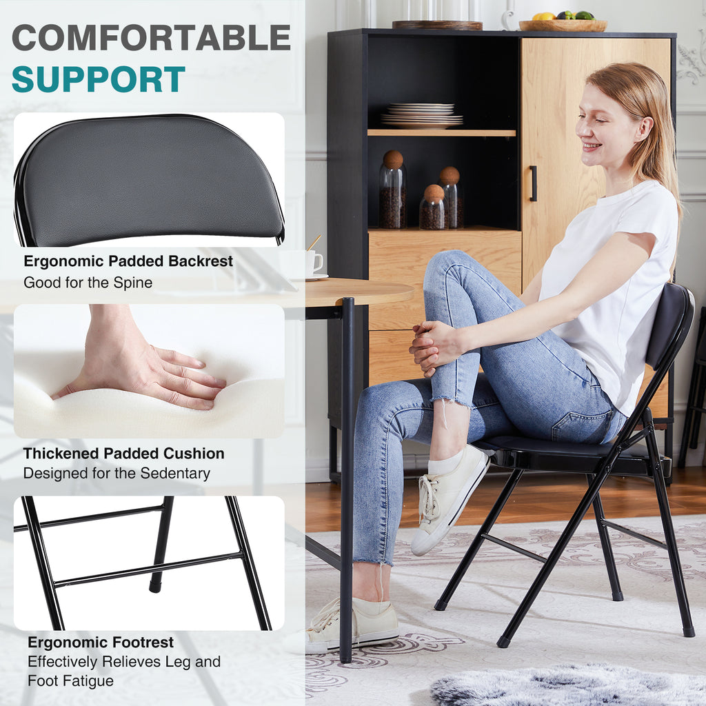 Premium Leather Upholstered Folding Chair