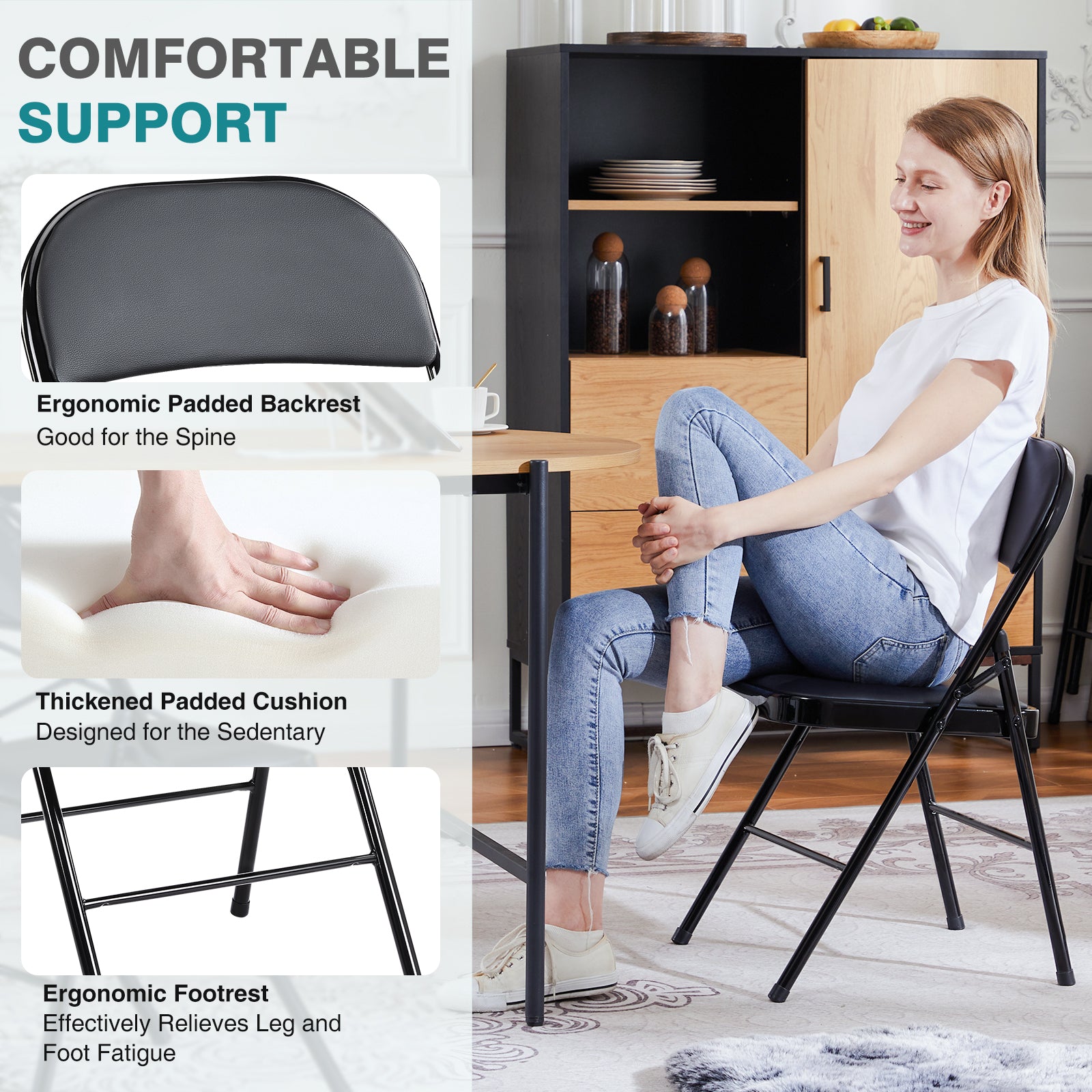 Premium Leather Upholstered Folding Chair
