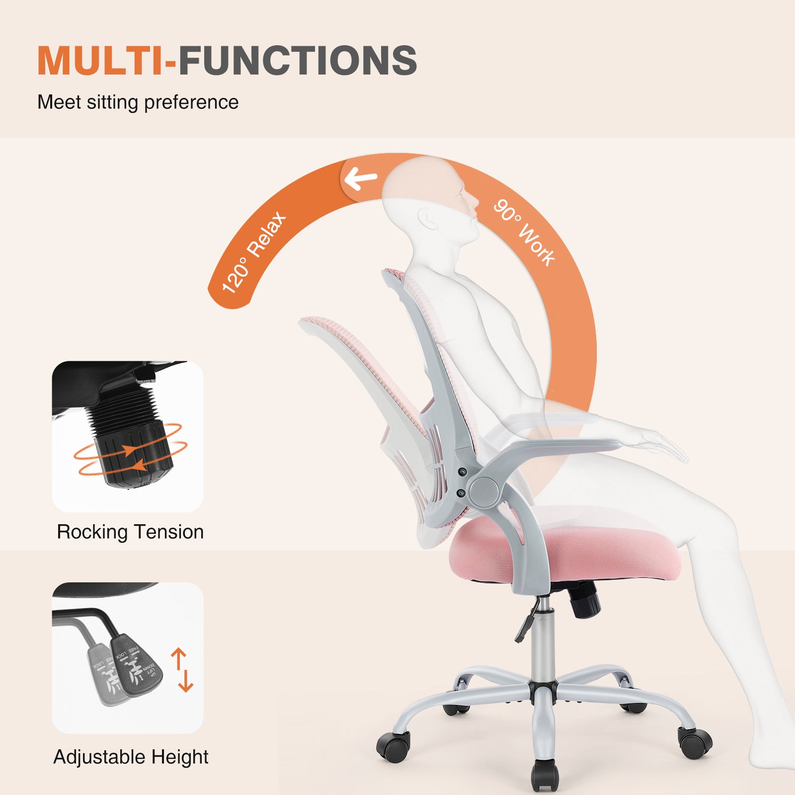 Adjustable Tall Office Chair with Foot Ring for Standing Desk
