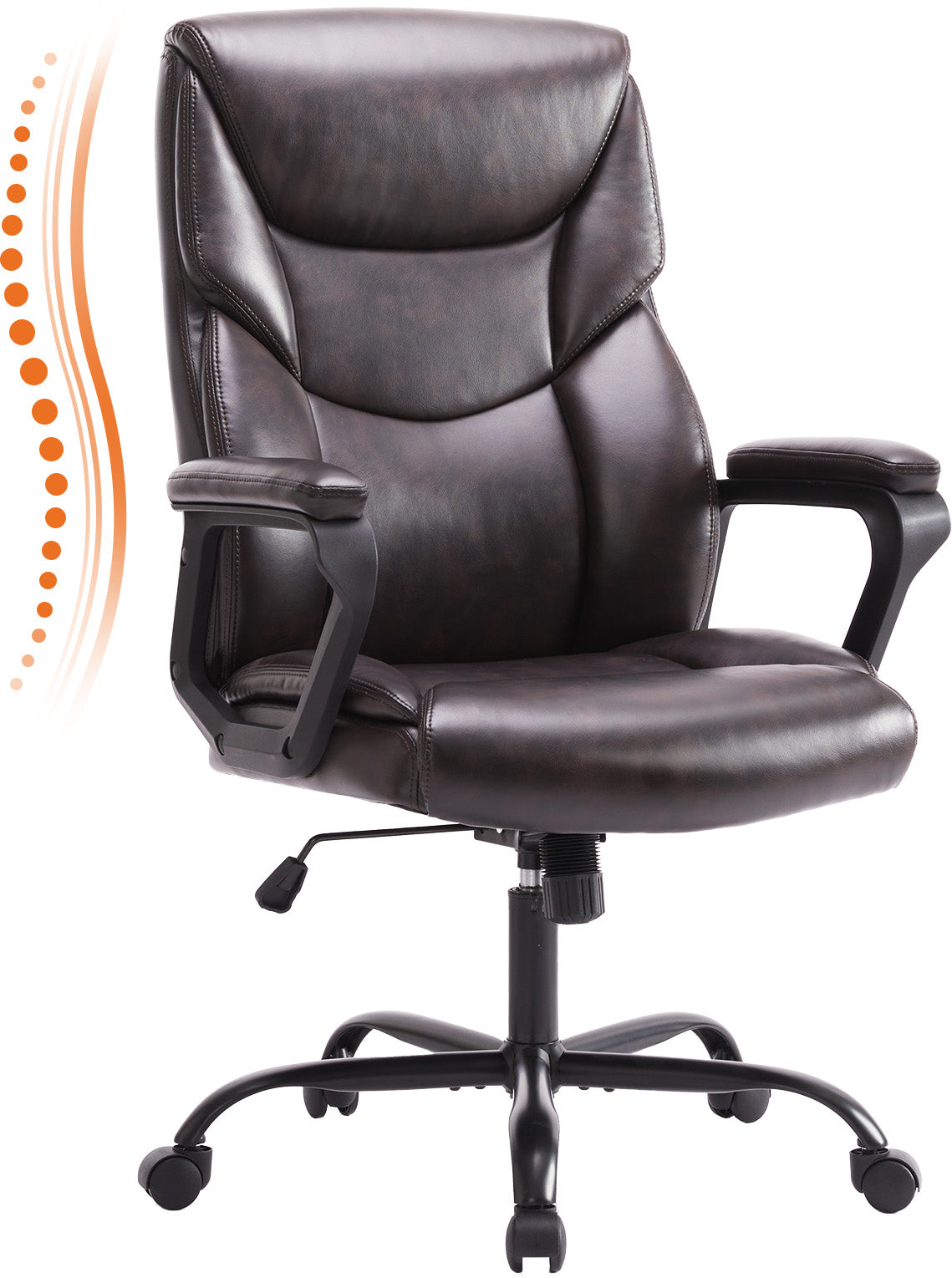 Executive PU Leather Office Chair with Lumbar Support
